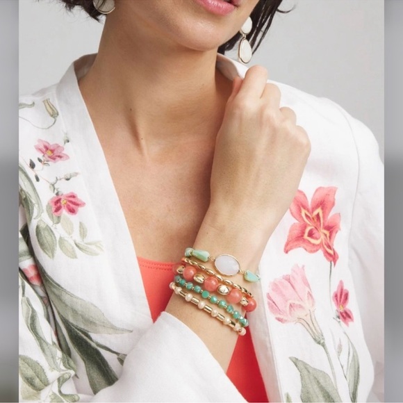Chico's green and pink stretch set of five Bracelet set - Picture 3 of 16